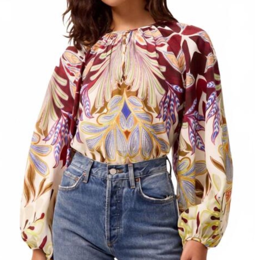MARIE OLIVER Medium M Arabella blouse Tranquility pattern nwt - Picture 2 of 8